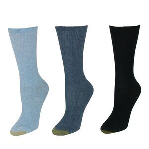 Gold Toe Women's Non Binding Ribbed Crew Socks (3 Pair Pack)